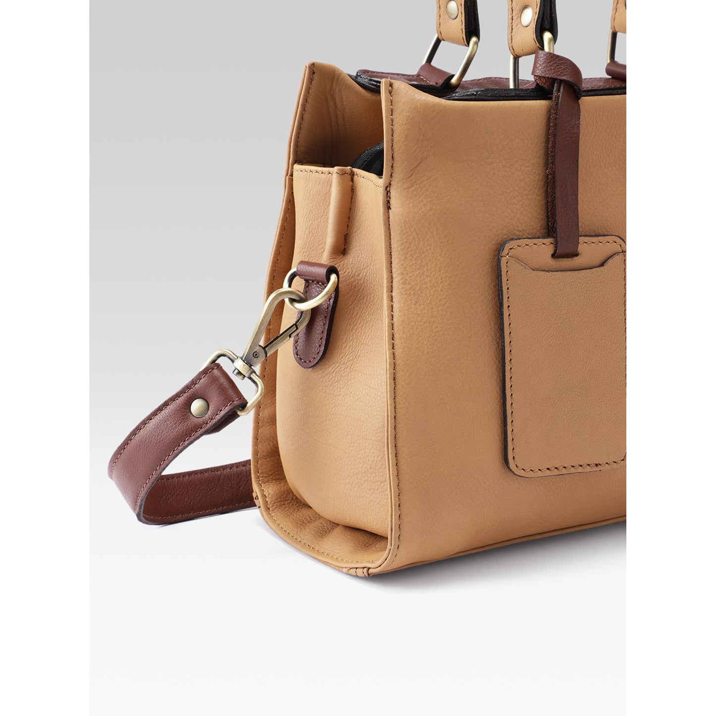 Premium Genuine Tan Leather 3-Piece Handbag Combo with Crossbody & Clutch