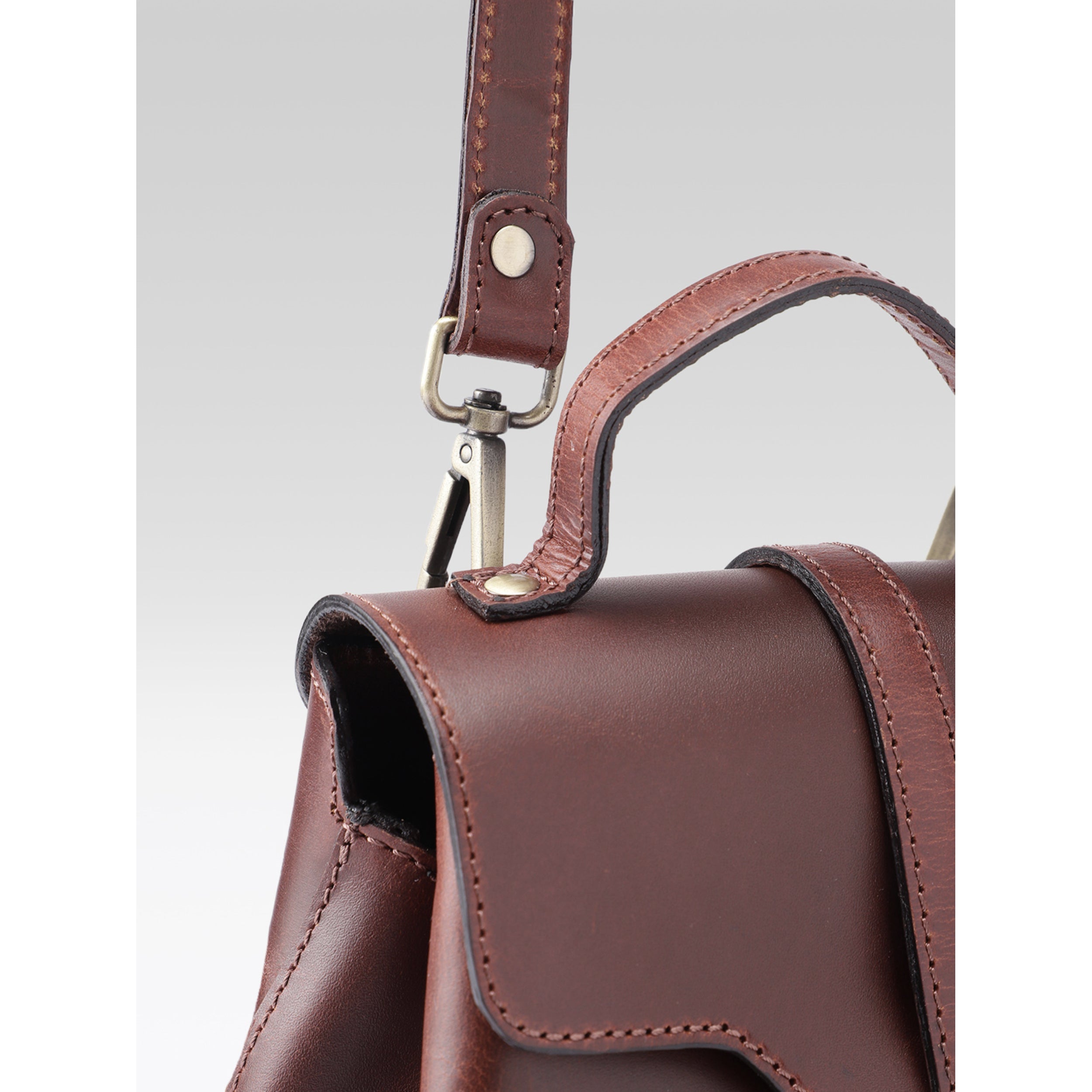 Premium Genuine Leather Mini Backpack for Women with Flap Closure