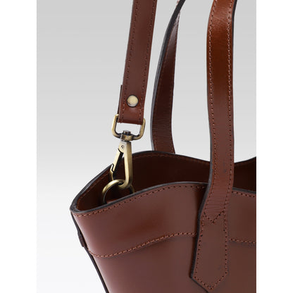 Premium Genuine Leather Mini Tote Bag with Dual Handles & Detachable Shoulder Strap