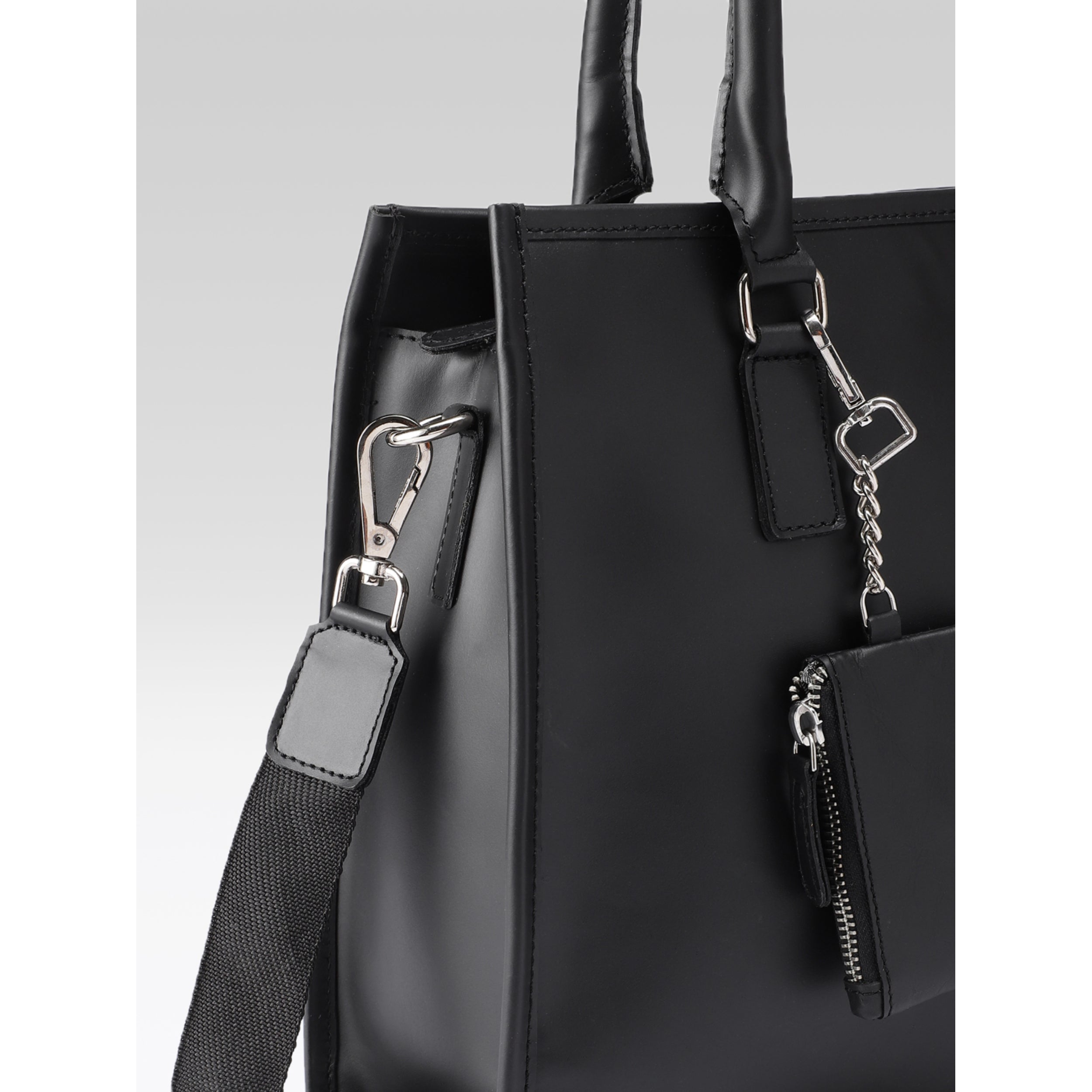 Premium Genuine Leather Office Tote Bag for Women Multiple Zip Compartments & Long Strap.