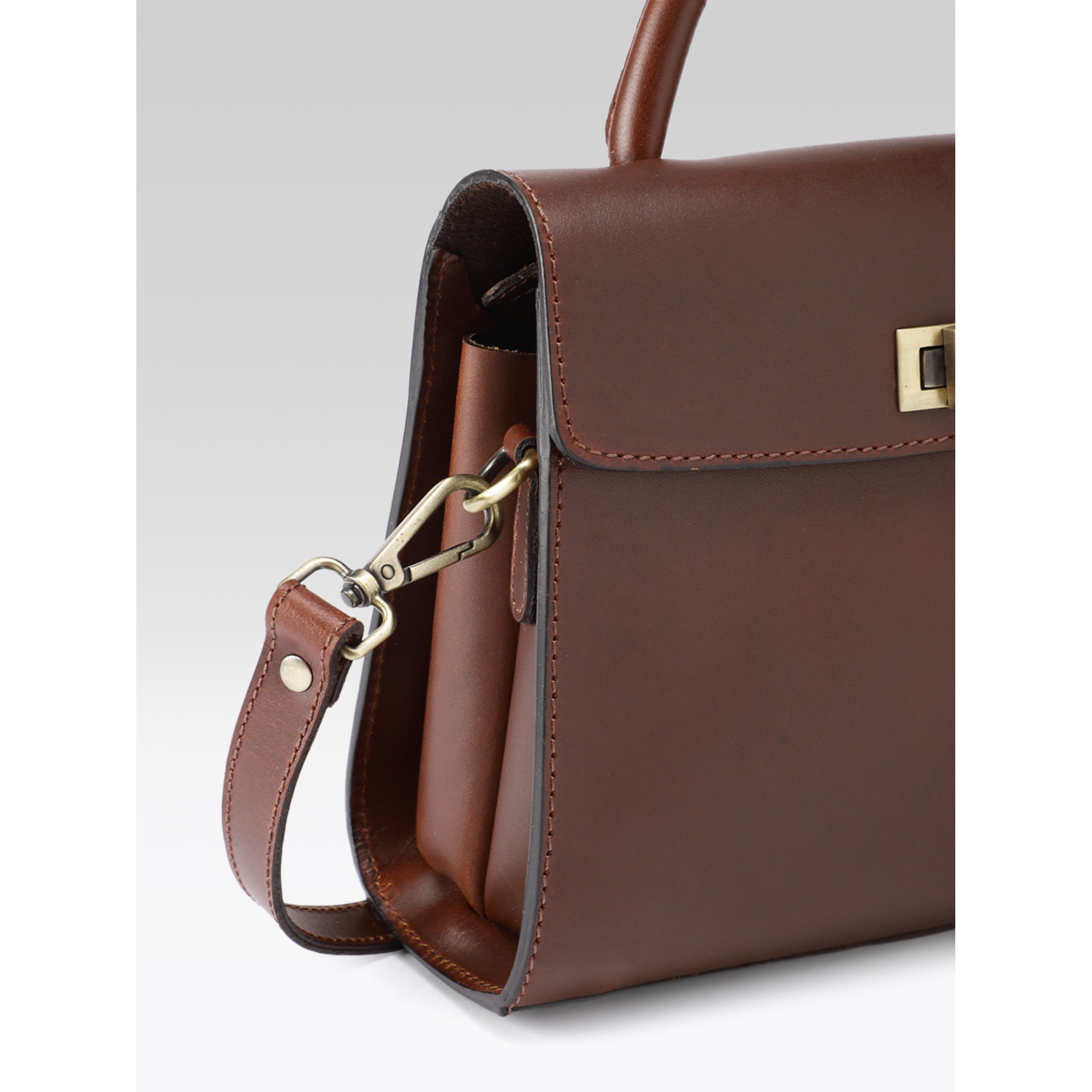 Premium Genuine Leather Handbag with Top Handle & Crossbody Strap