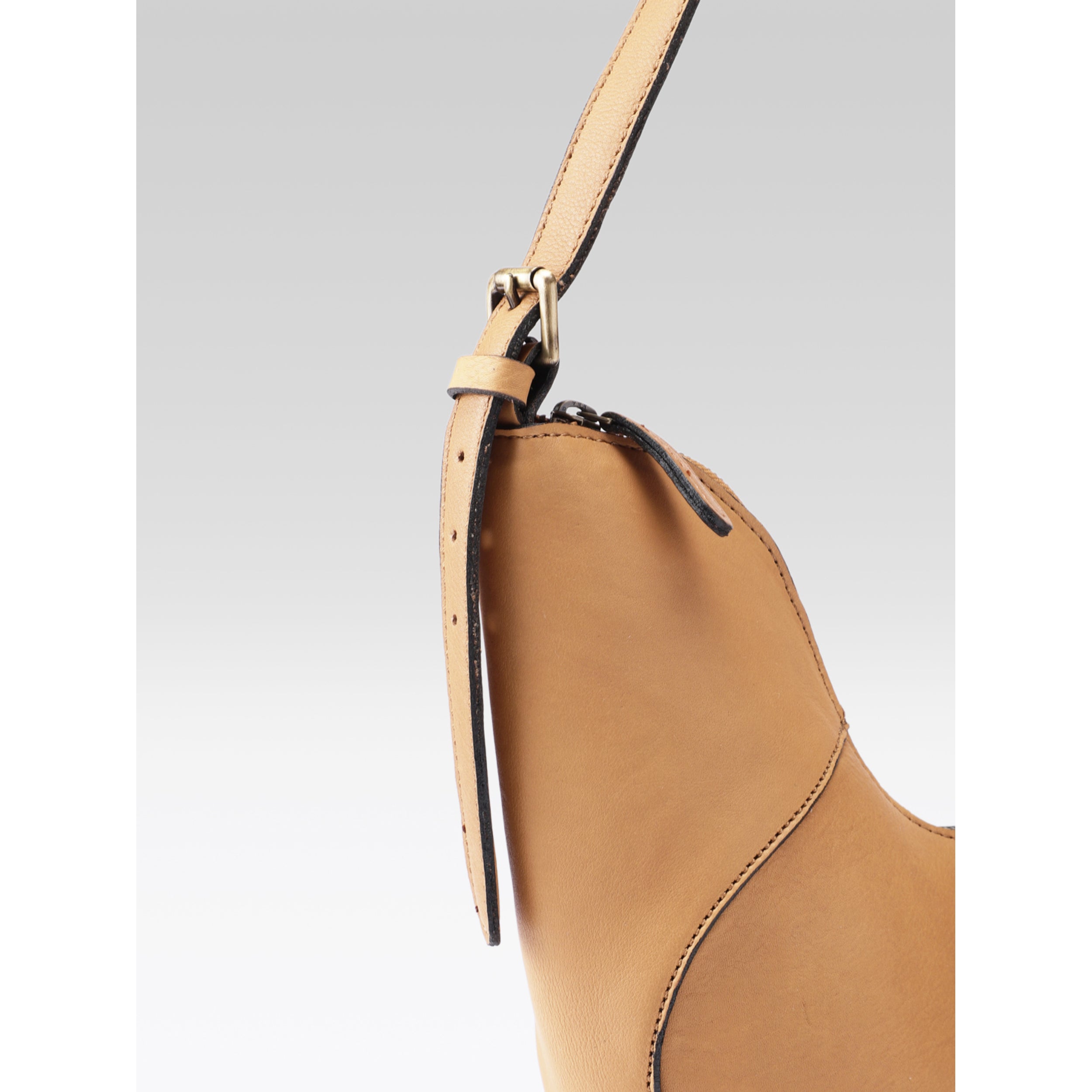Premium Genuine Leather Hobo Shoulder Bag with Adjustable Strap & Zip Closure