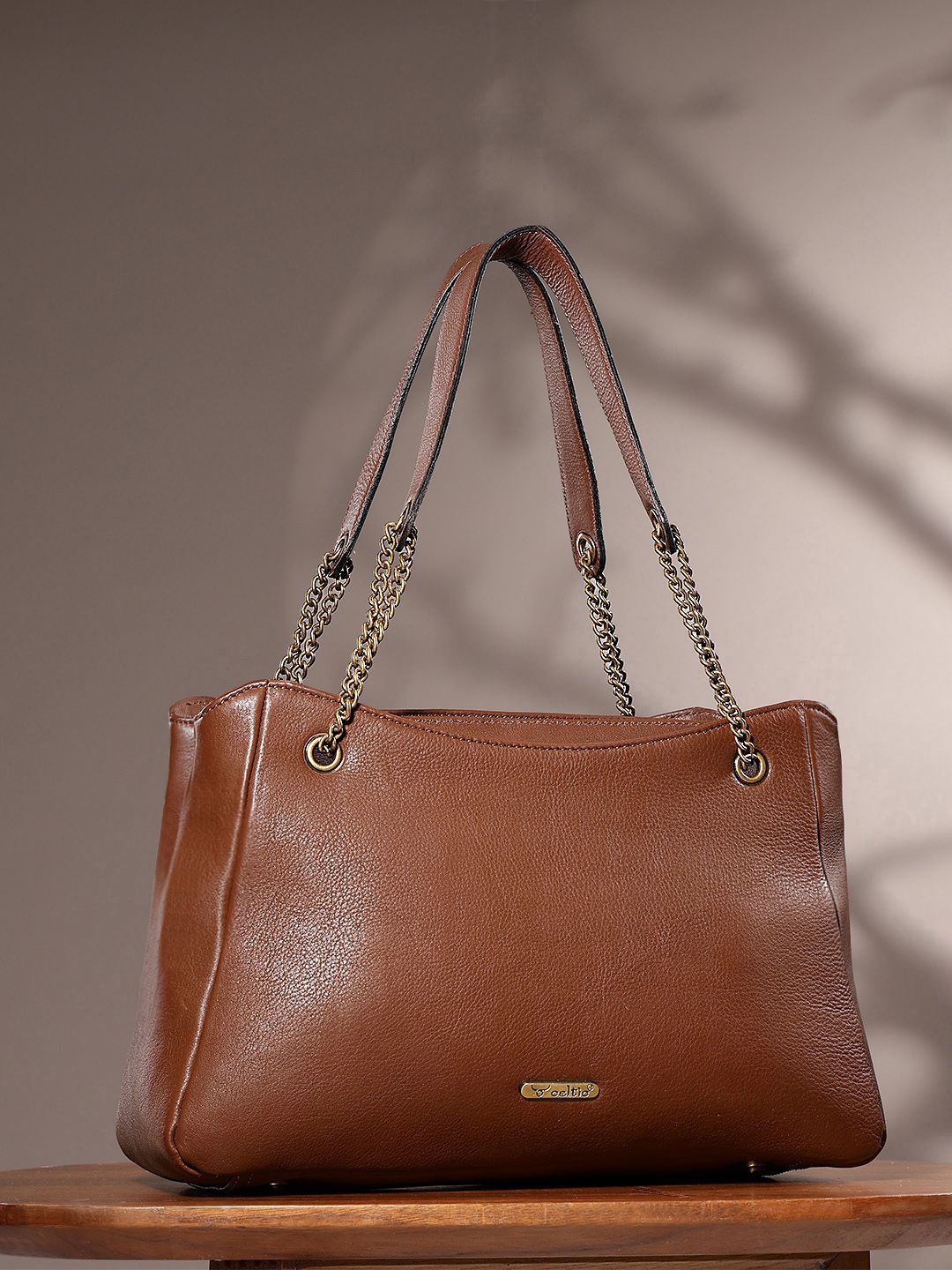 Premium Genuine Leather  Shoulder Tote Bag with Chain Handles