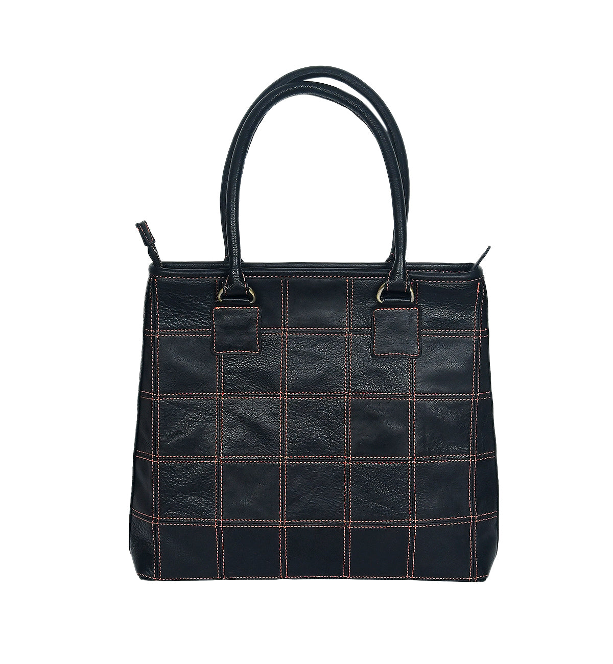 Sophisticated Black Leather Tote Bag with Red Stitching - The Perfect ...